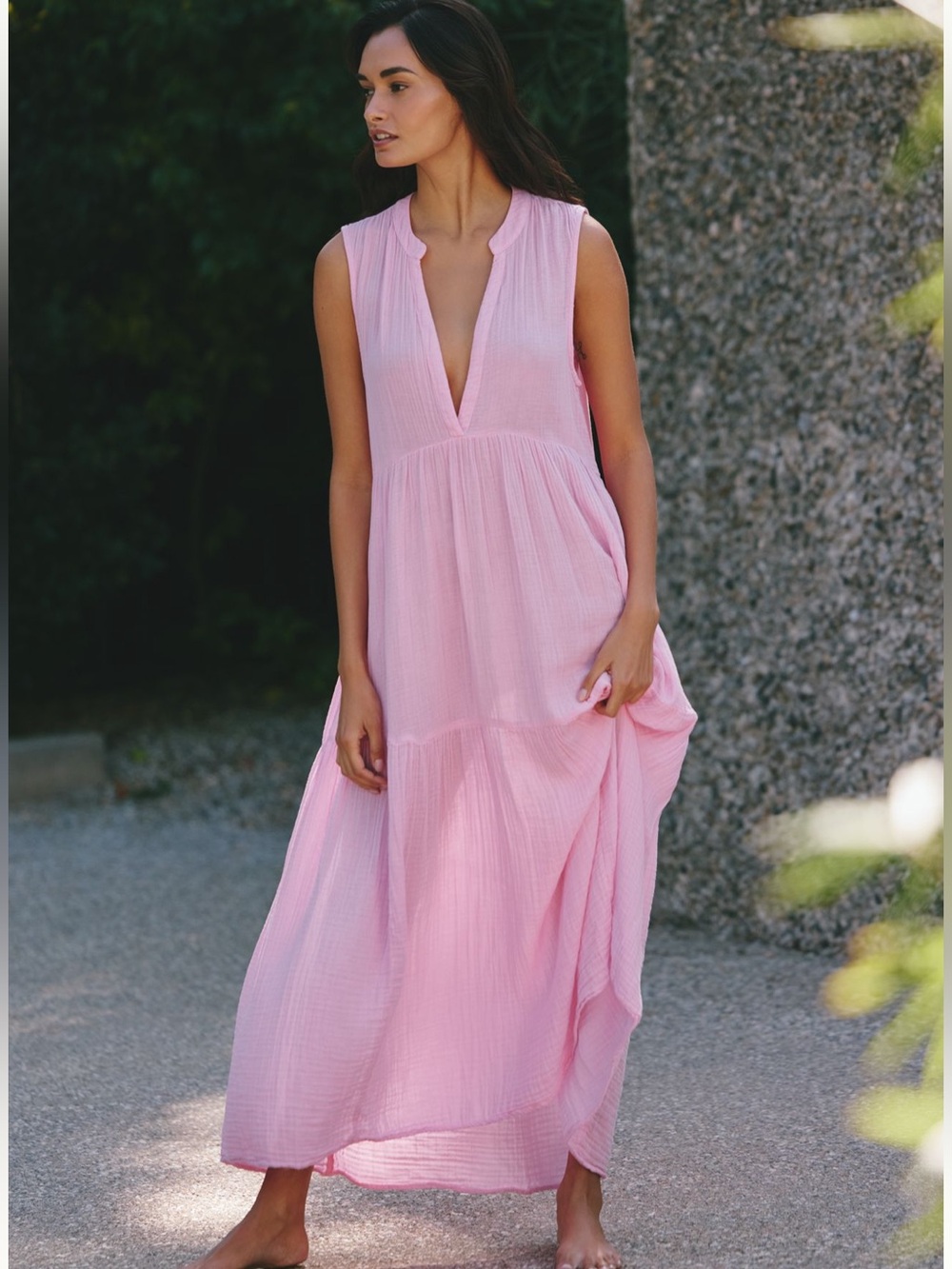 Anthropologie Celandine Kallie 100% Cotton Gauze
Midi Dress Pink Quartz